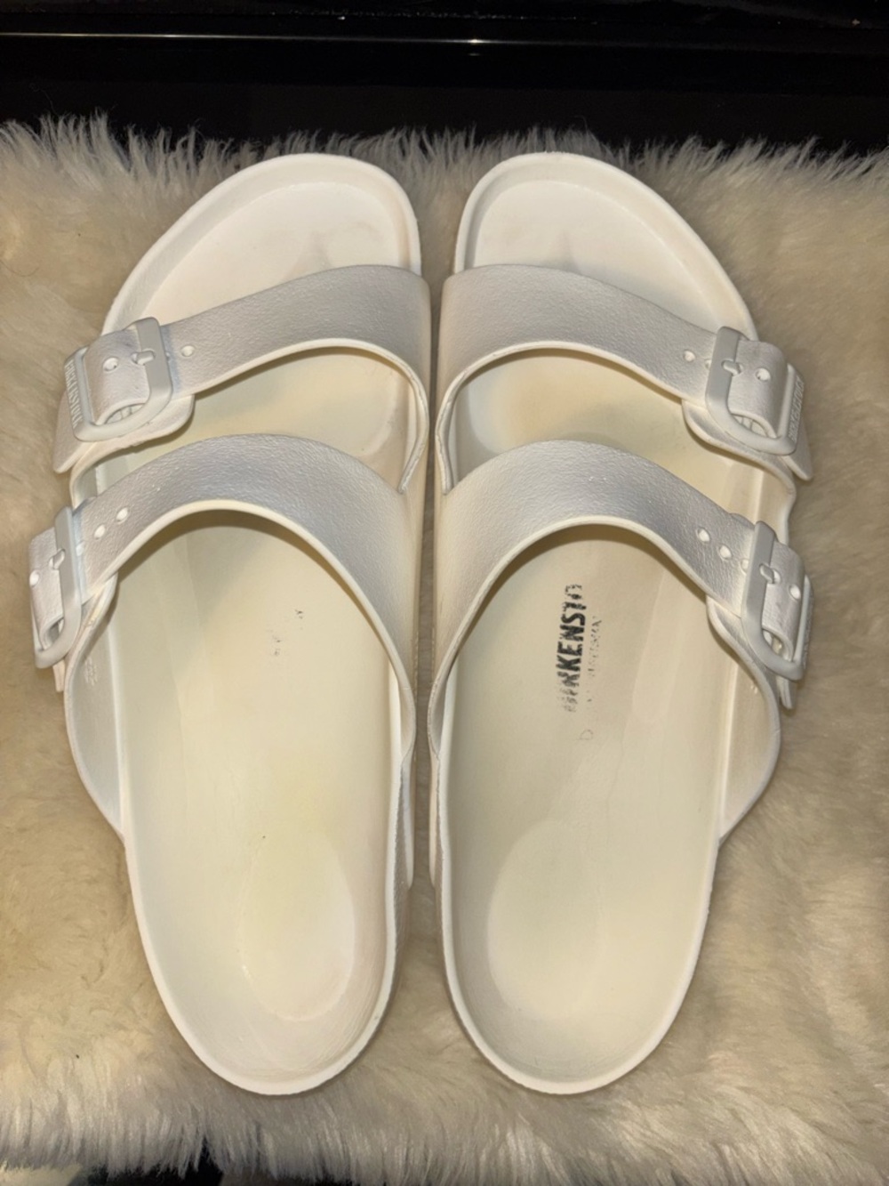 Birkenstock White Arizona EVA Dual-Strap Sandals